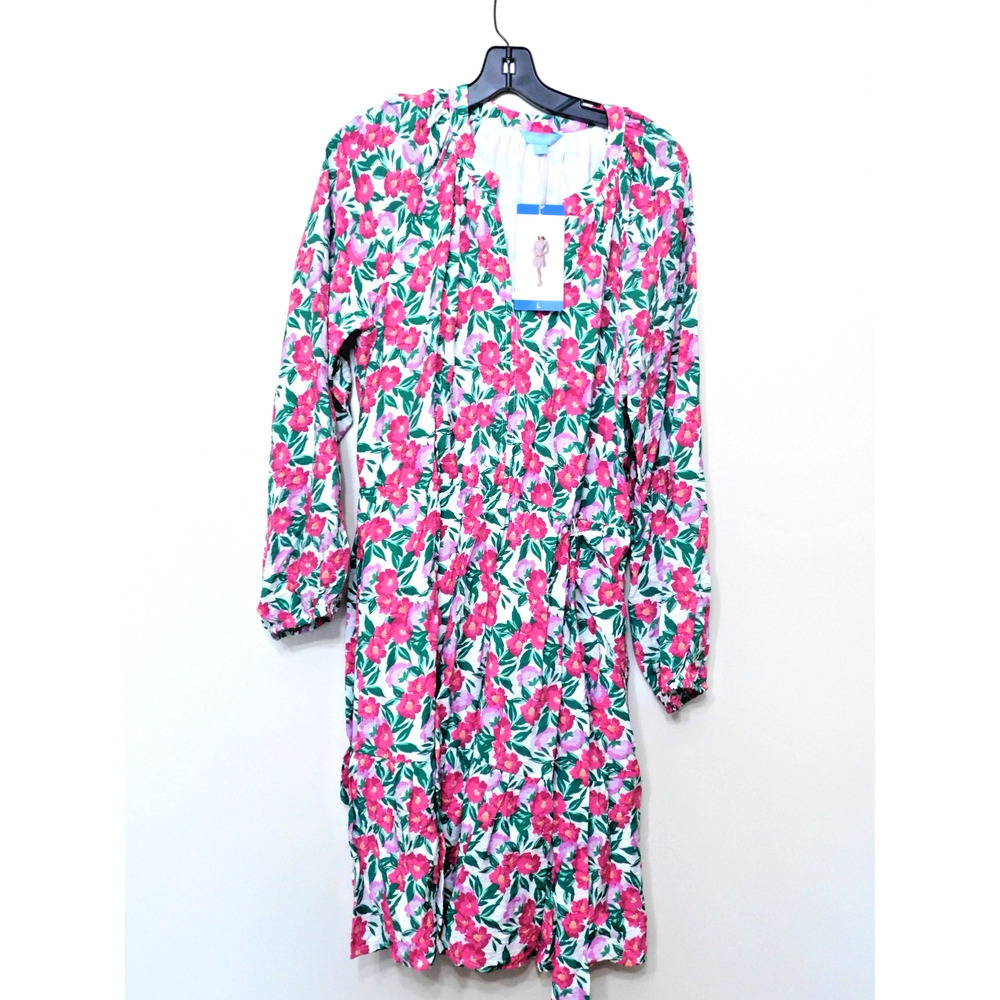 Draper James Multi Color Floral Long Sleeve Dress Size L